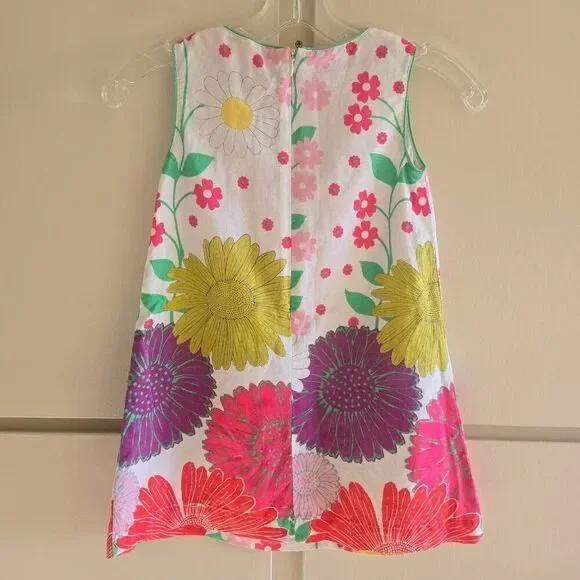 Mini Boden |Childs White Floral Lin/Ctn Dress, Slvls, Piped Neck & Armhole, 5-6Y - Picture 7 of 10